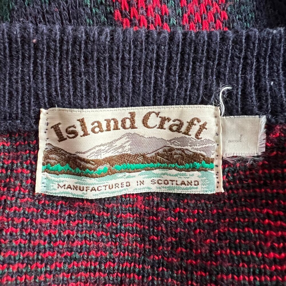 Vintage Scottish Wool Plaid Cardigan Sweater Oversized Tartan Holiday Christmas - Picture 6 of 9